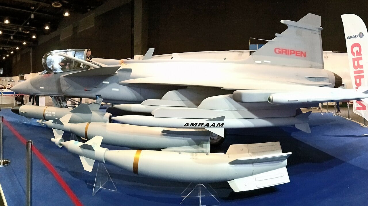 JAS-39E Gripen fighter jet — the aircraft Brazil now produces domestically JAS-39E Gripen fighter jet side view in flight
