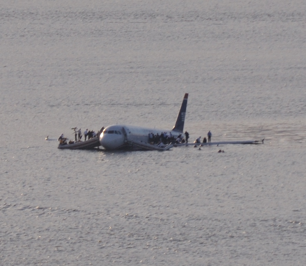 US Airways Flight 1549 in the Hudson River after emergency ditching