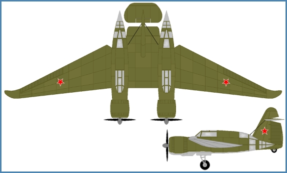 Belyayev DB-LK Drei-Ansichten-Diagramm