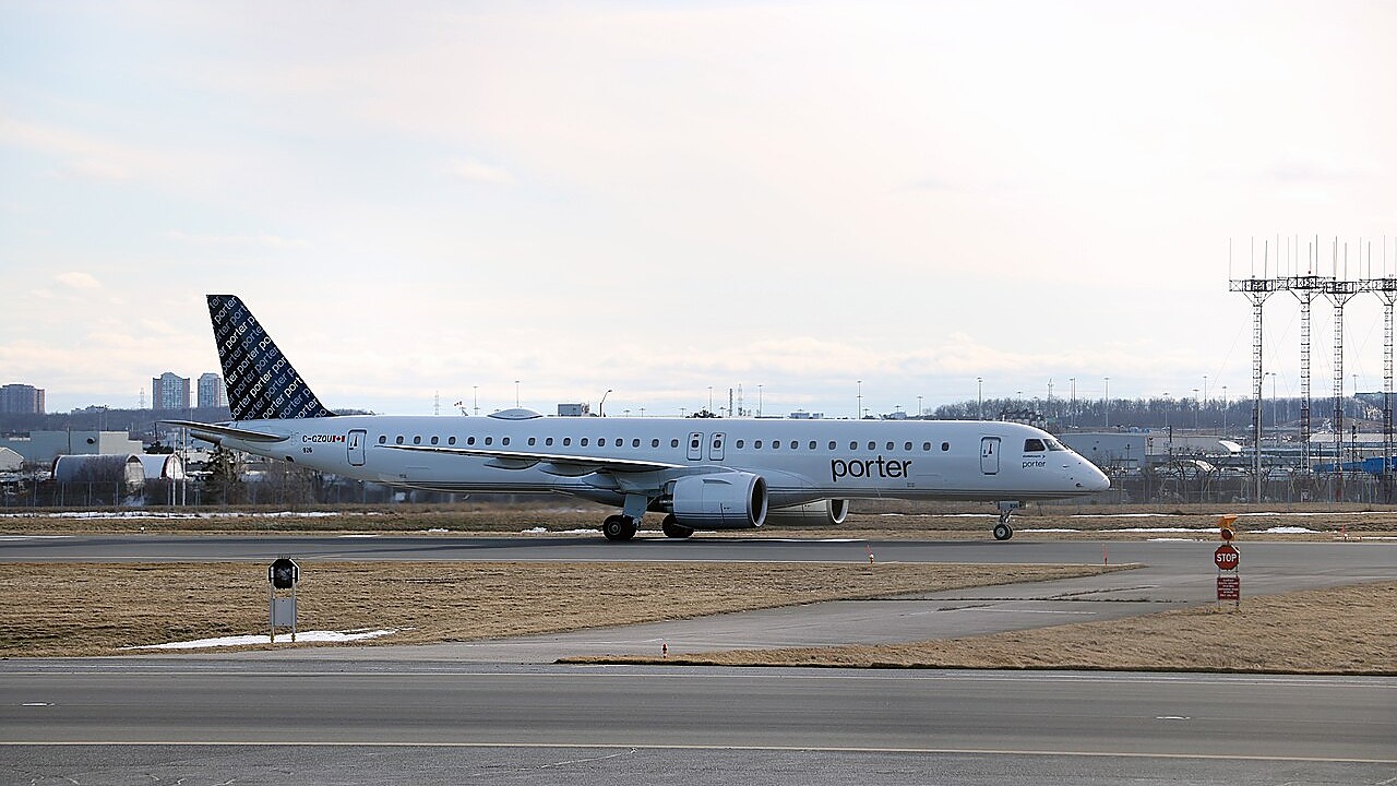 Porter Airlines lance son Embraer E195-E2 au MET Montréal Un Embraer E195-E2 de Porter Airlines aux couleurs de Porter, le transporteur inaugural de l'aéroport métropolitain de Montréal (MET).
