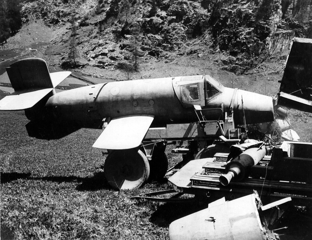 A captured Bachem Ba 349 Natter at St. Leonhard, Austria, 1945