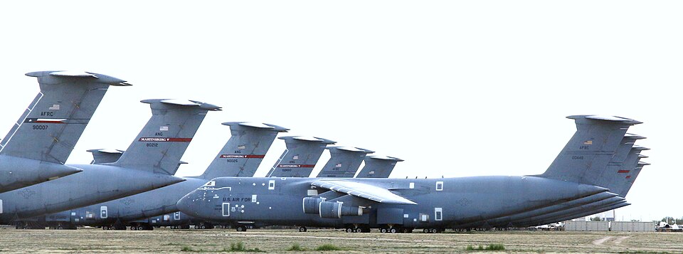 Aircraft in desert storage boneyard