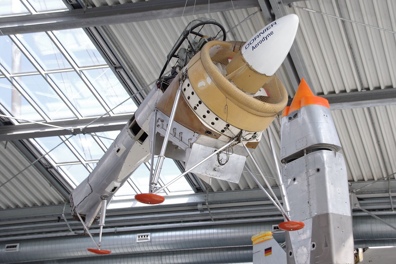 Dornier Aerodyne E1 wingless VTOL drone at the Deutsches Museum Dornier Aerodyne E1 wingless aircraft preserved at the Deutsches Museum Flugwerft Schleissheim