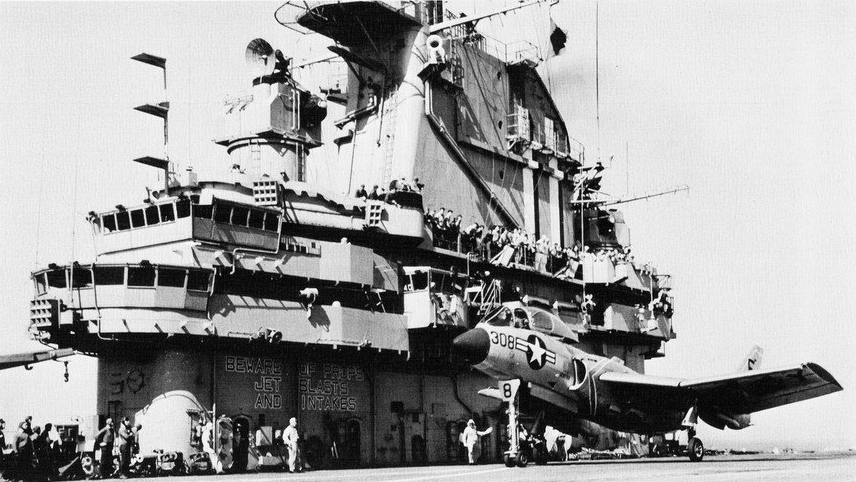 F7U-3 Cutlass of VA-83 aboard USS Intrepid, 1956