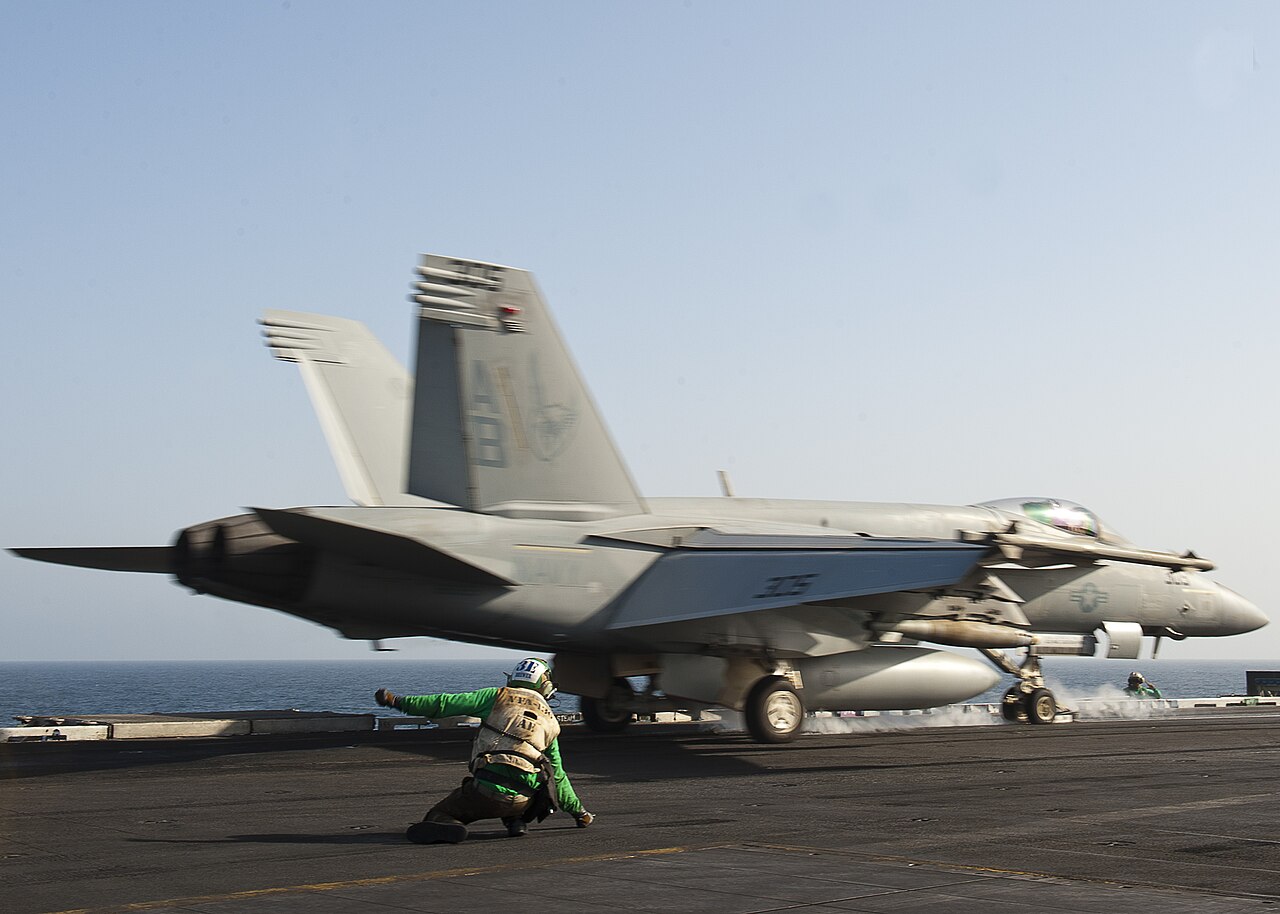 F/A-18F Super Hornet launches from a carrier flight deck