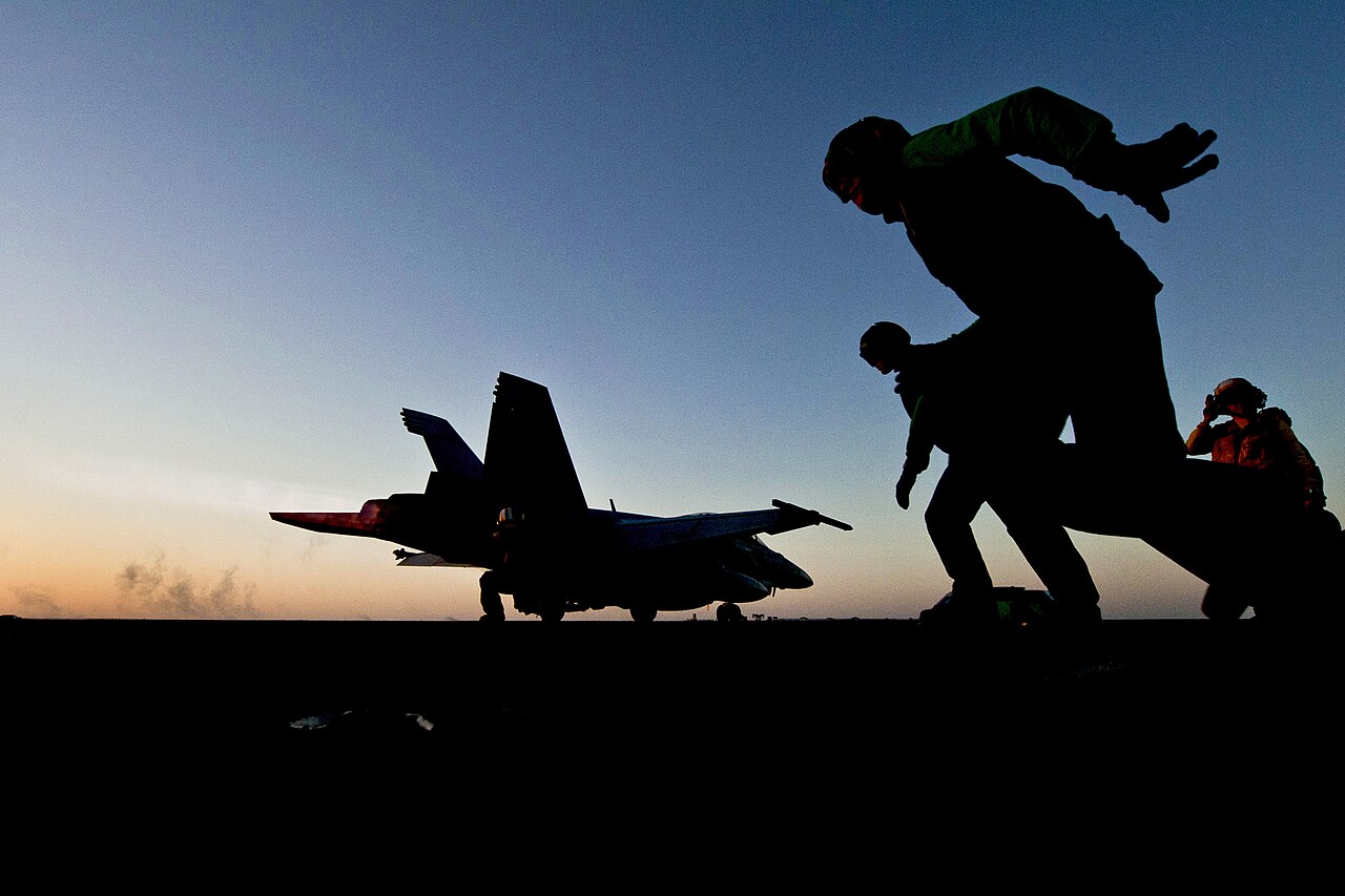 F/A-18F Super Hornet launches from the flight deck of USS Carl Vinson in the Arabian Sea