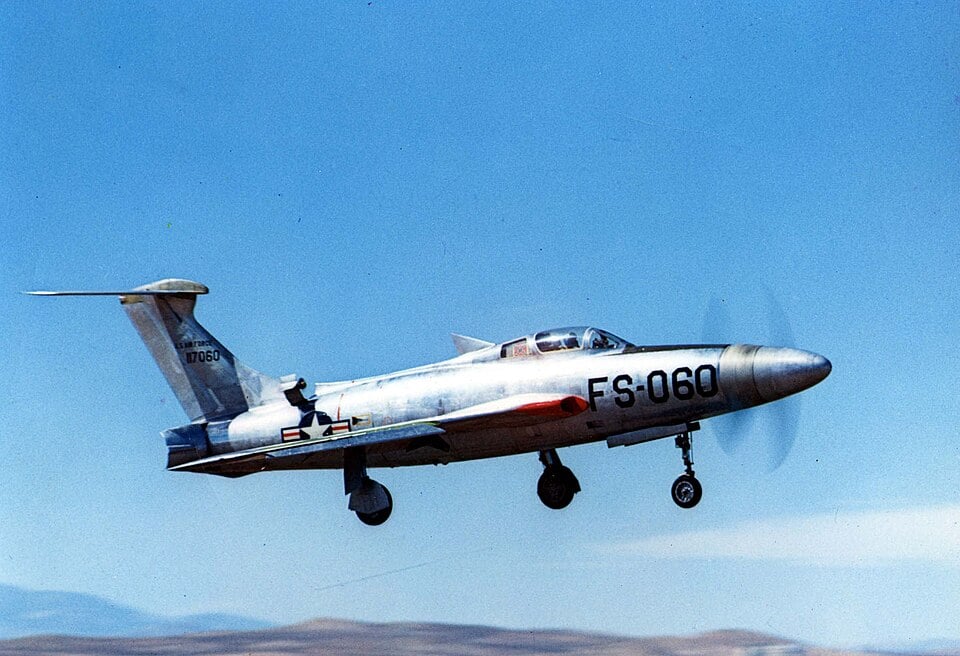 république-xf-84h-thunderscreech-turboprop Le turbopropulseur expérimental Republic XF-84H Thunderscreech en vol