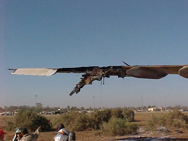 Missile damage to the DHL A300 left wing