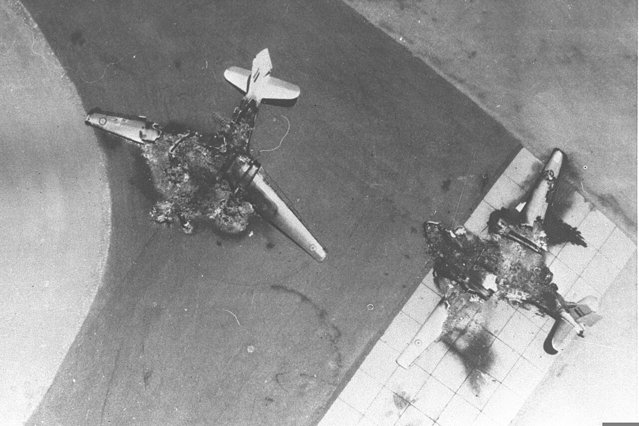Egyptian aircraft destroyed on the ground, 1967 Egyptian aircraft destroyed on the ground during the Six-Day War