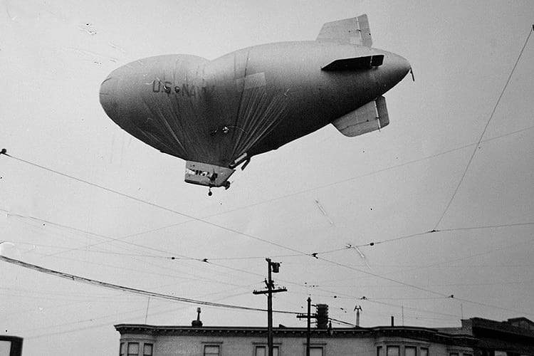 The Ghost Blimp L-8 over San Francisco The US Navy blimp L-8 drifting crewless over San Francisco on 16 August 1942