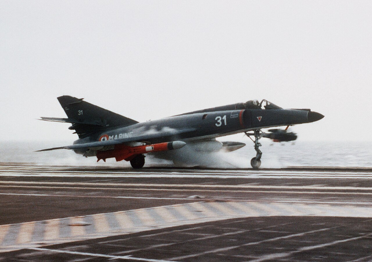 A Super Étendard launches an AM39 Exocet — the missile that struck HMS Sheffield on 4 May 1982