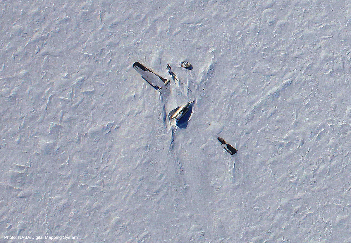 NASA aerial image of the Kee Bird wreck in 2014