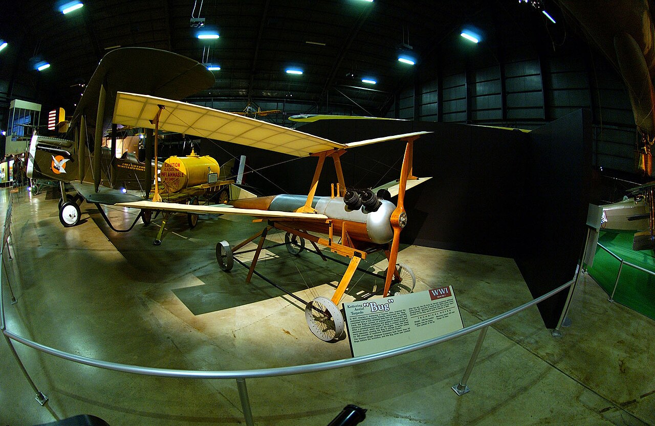 Kettering Bug aerial torpedo reproduction, three-quarter view