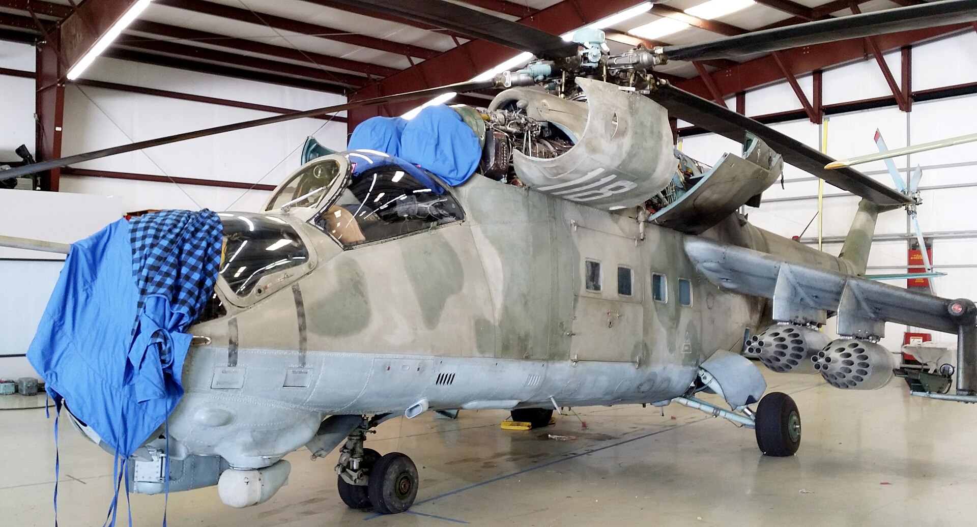 A Mil Mi-24 Hind gunship helicopter