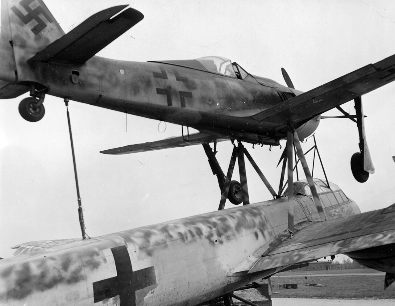 A captured Ju&nbsp;88/Fw&nbsp;190 Mistel composite at Merseburg airfield, 15 April 1945. U.S. Army Signal Corps