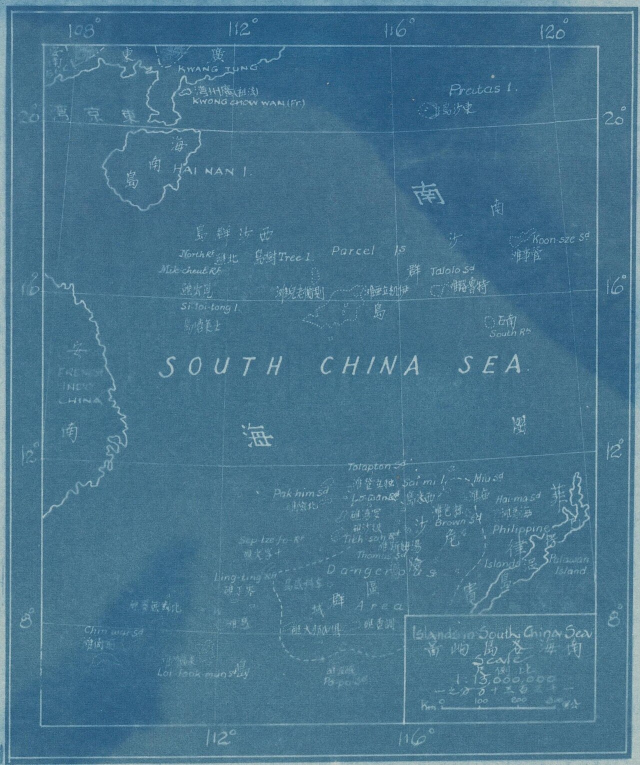 Carte de la mer de Chine méridionale