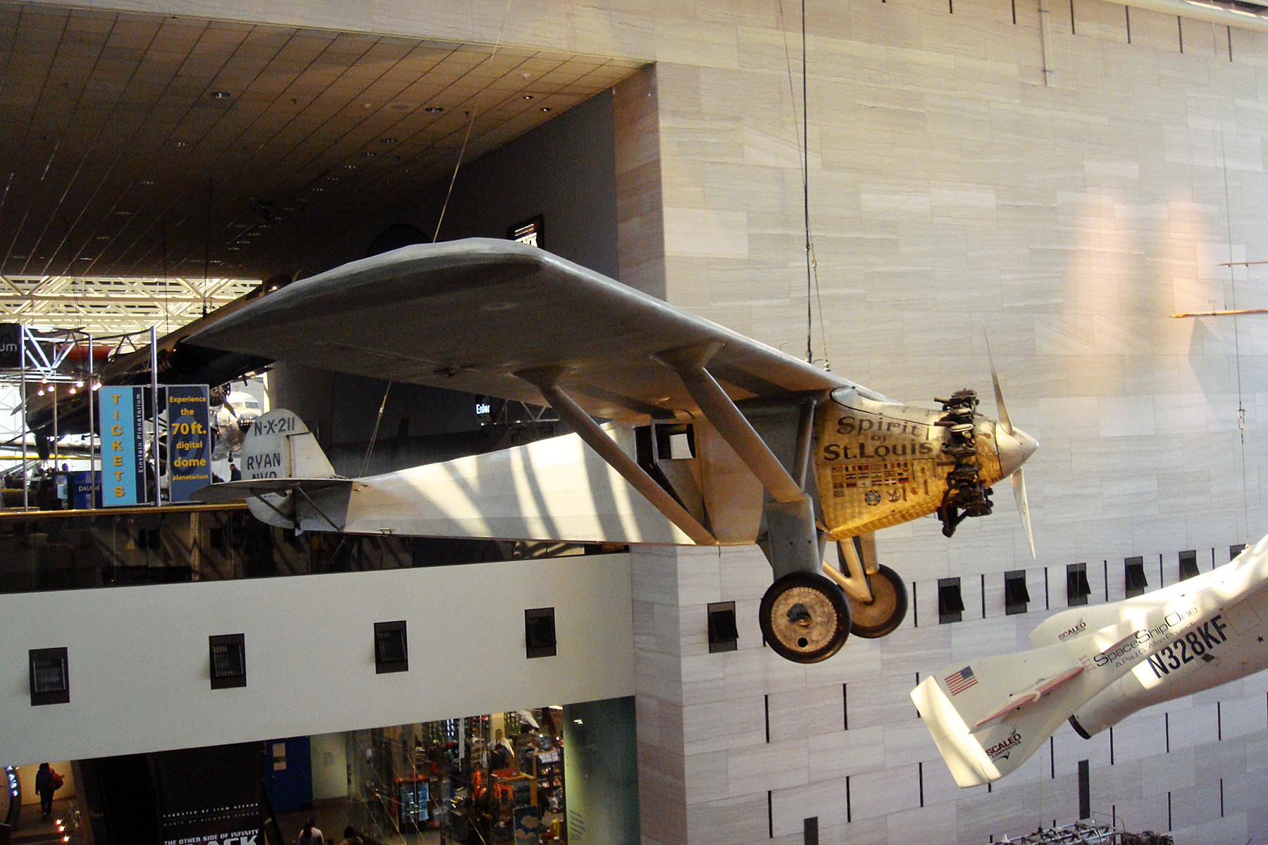 The Spirit of St. Louis hanging in the Smithsonian National Air and Space Museum