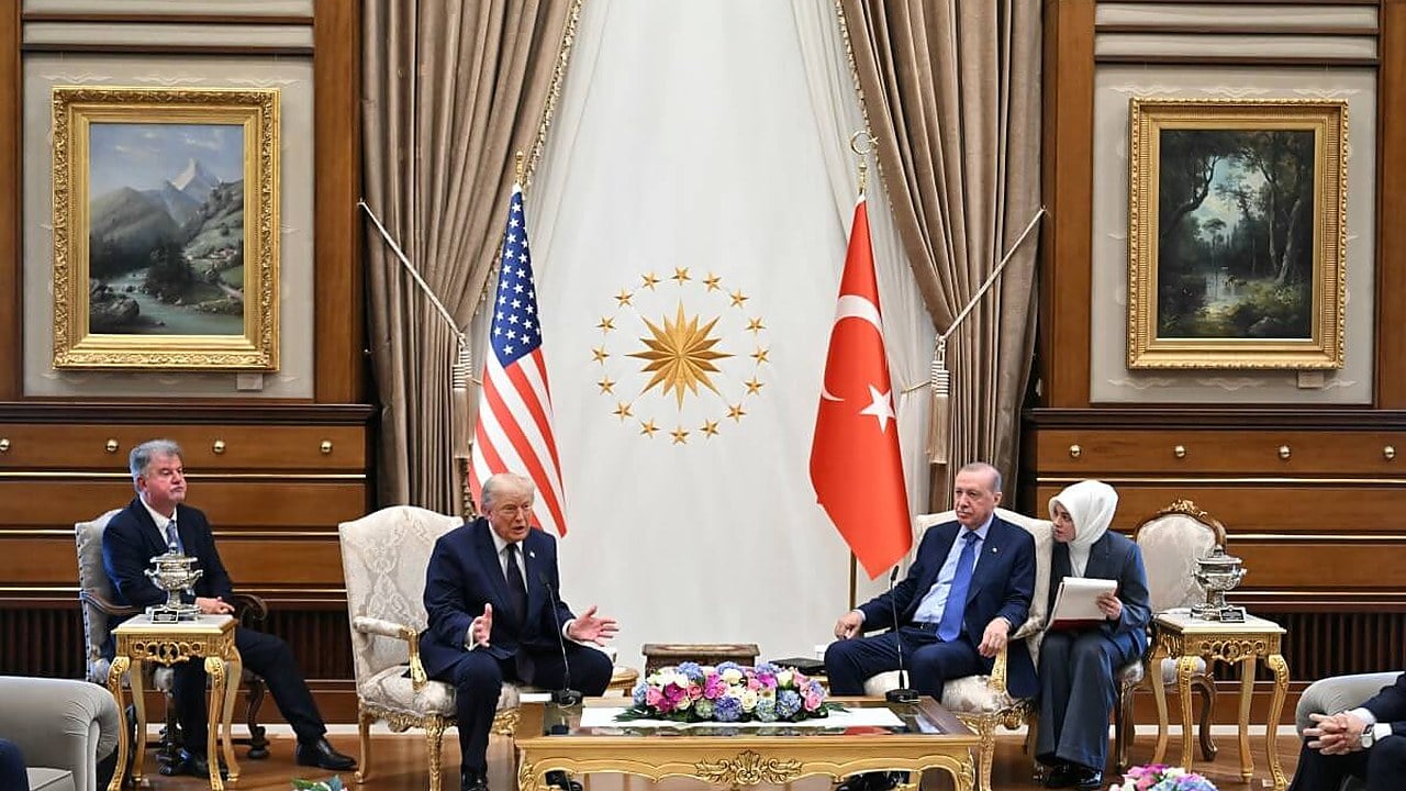 Trump and Erdogan at the presidential palace in Ankara