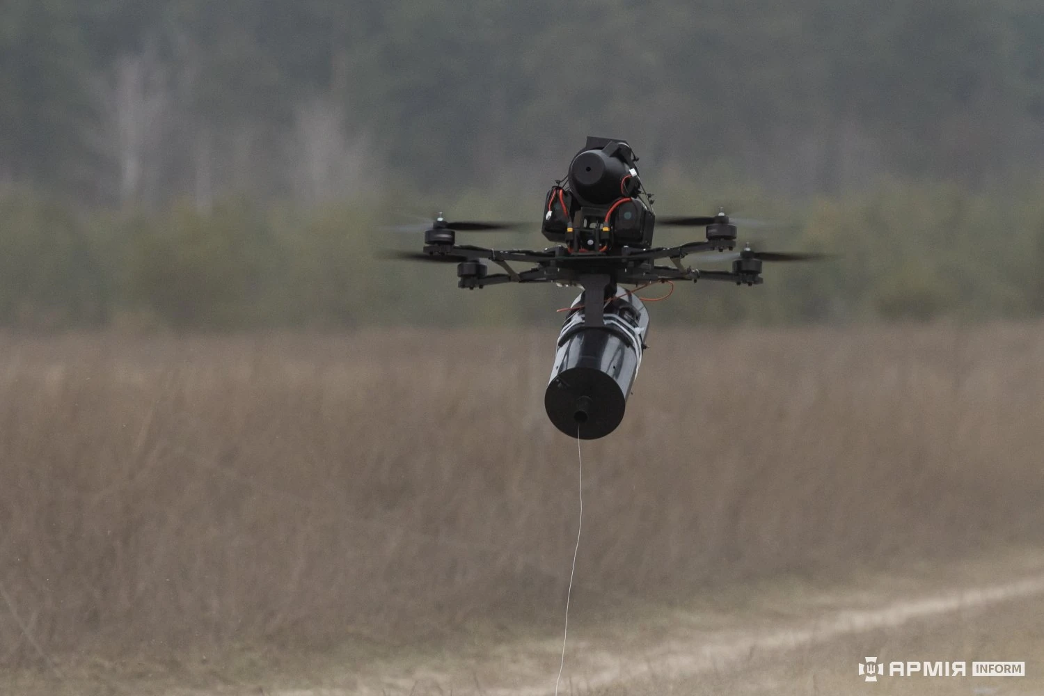 Ukrainian fiber-optic guided FPV drone with extended range capability