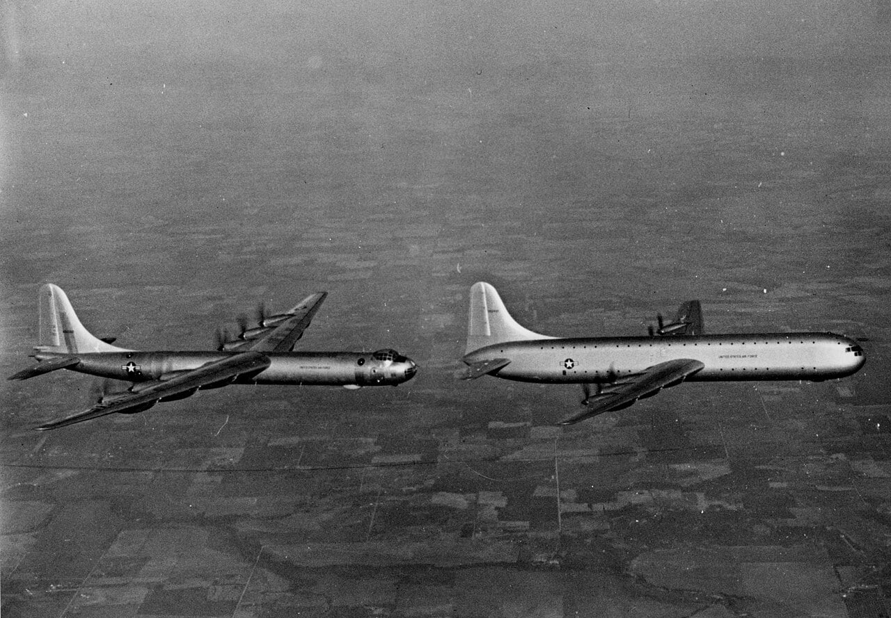Convair XC-99 flying alongside a B-36 Peacemaker