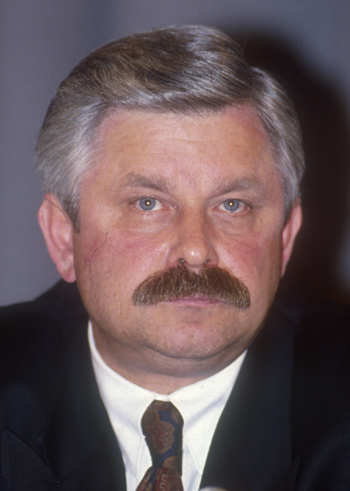 Alexander Rutskoy, Vice President of Russia, at a press conference