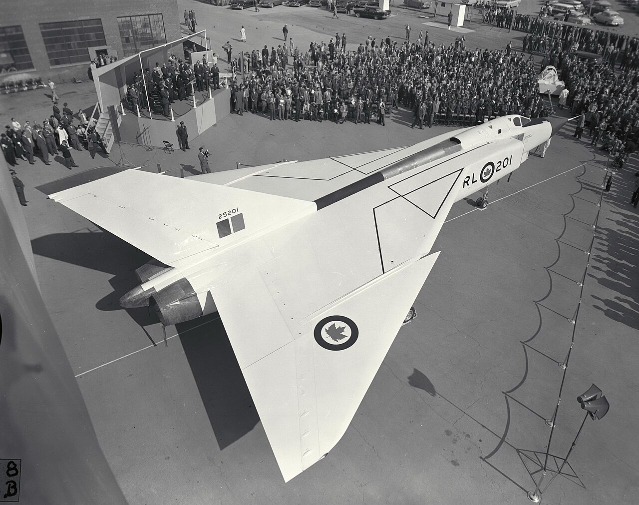 How a Dead Canadian Jet Reached the Moon White Avro CF-105 Arrow delta-wing interceptor RL-201 at its 1957 rollout