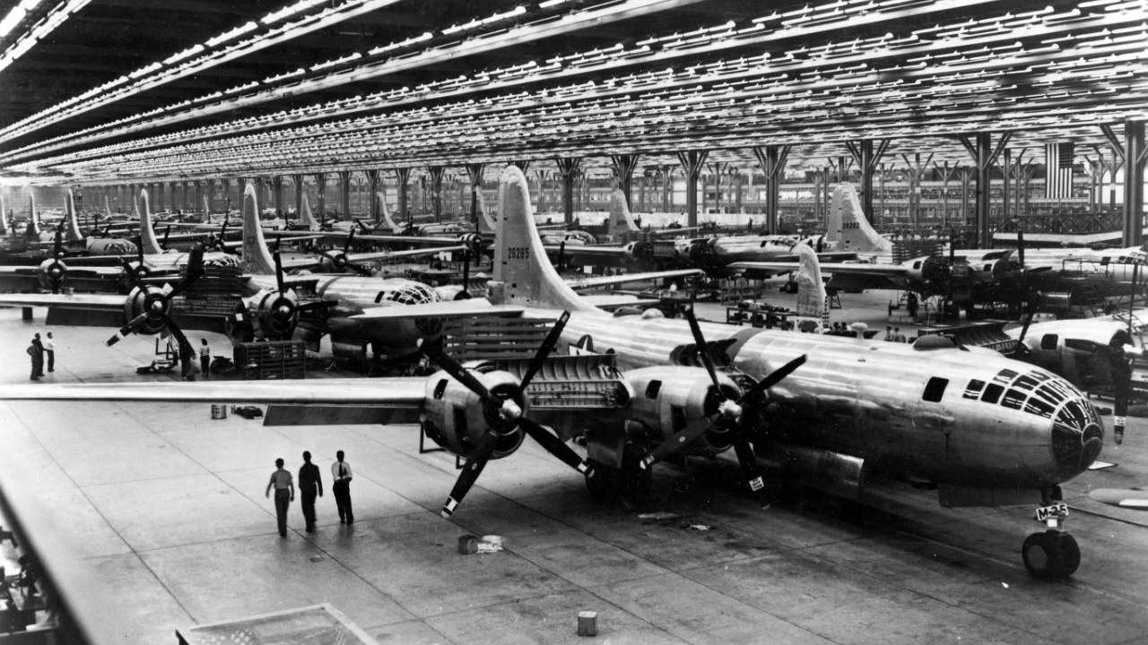 The B-29 assembly line at Boeing Wichita, 1944 The B-29 assembly line at Boeing Wichita, 1944