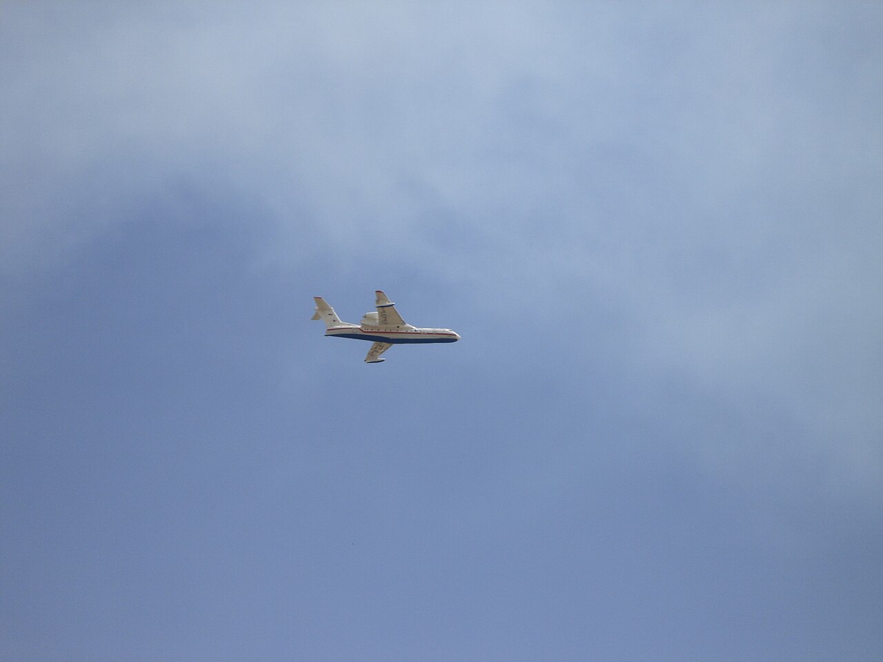 Beriev Be-200 over Athens during firefighting