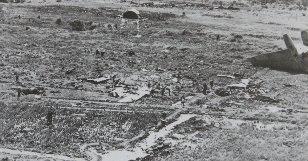 Aerial view of the C-5A Galaxy crash site near Saigon, April 1975