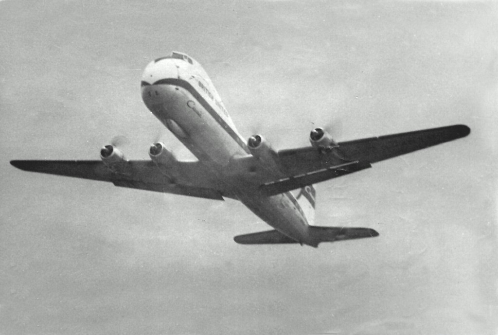 A Carvair of British United Air Ferries showing its raised nose