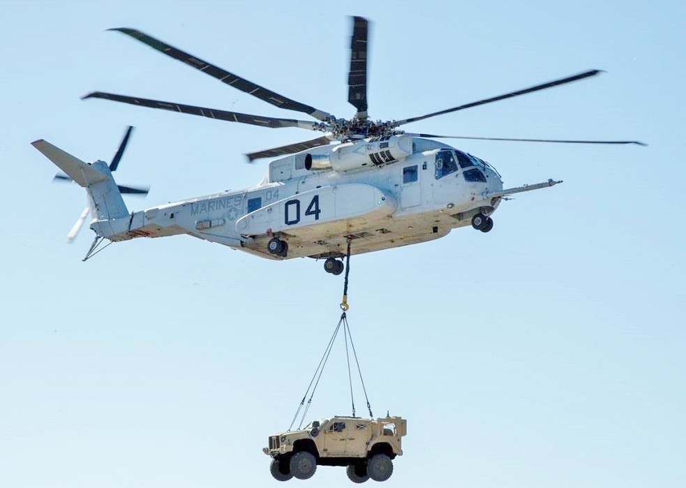 CH-53K King Stallion lifting a Joint Light Tactical Vehicle as an external load