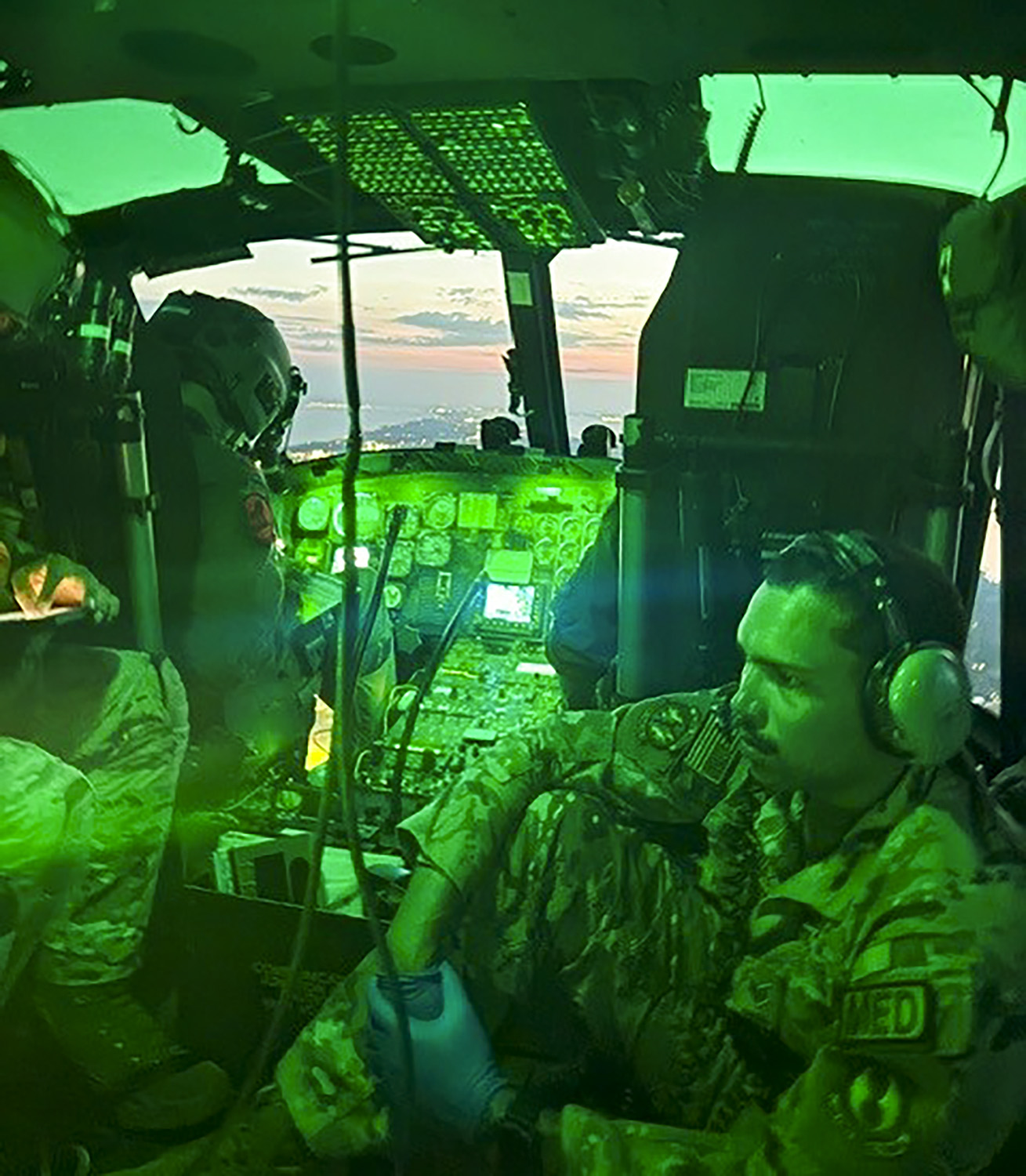Eglin Air Force Base aircrew and medical personnel during a critical care transport flight