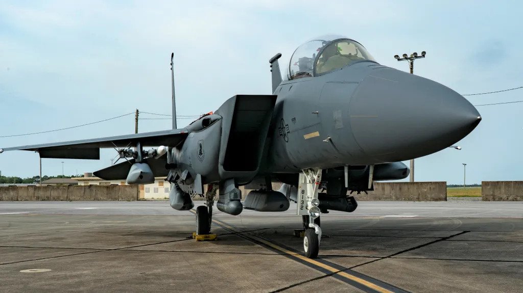 USAF F-15E Strike Eagle carrying five AGM-158 JASSM cruise missiles
