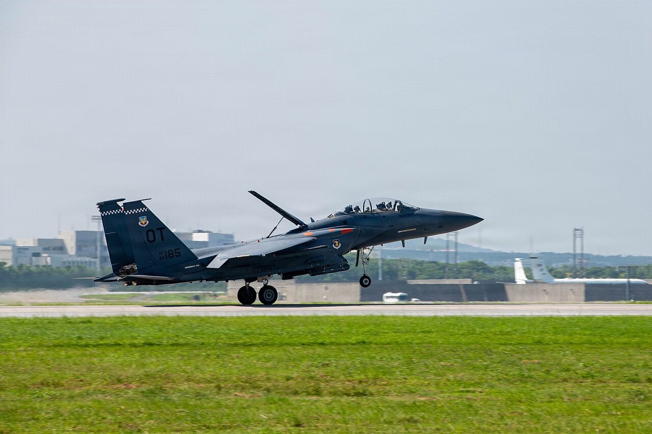 An F-15EX Eagle II at Kadena Air Base, Japan