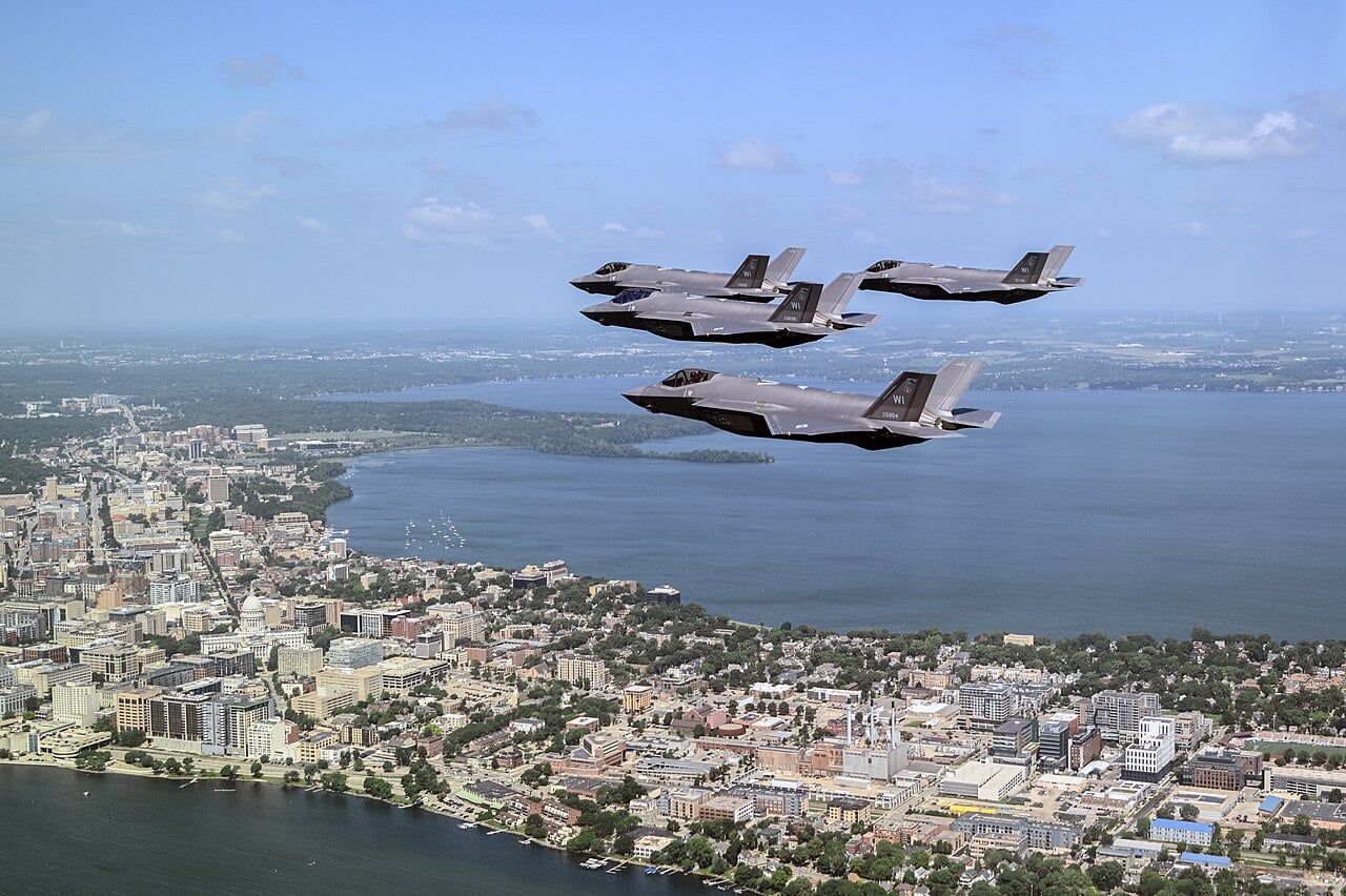 F-35 Lightning II fighters in formation