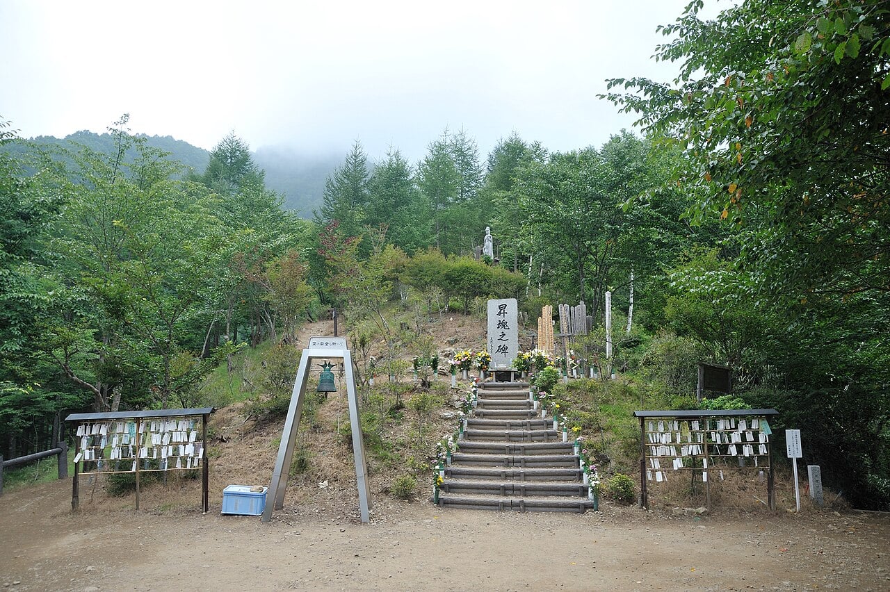 The cenotaph for the victims of Japan Air Lines Flight 123 on Osutaka Ridge
