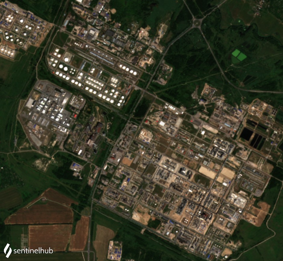 Satellitenbild der Lukoil NORSI-Raffinerie in Kstovo, Oblast Nischni Nowgorod