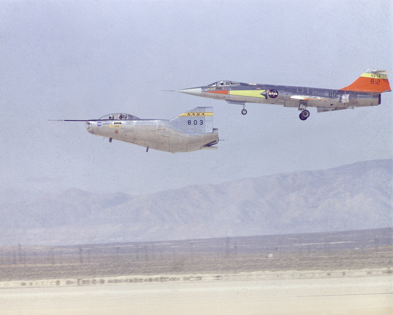 M2-F2 landing with F-104 chase plane M2-F2 landing with F-104 chase plane