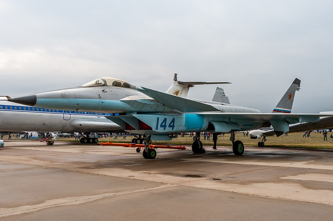 The sole Mikoyan MiG 1.44 prototype on display at the MAKS 2015 air show