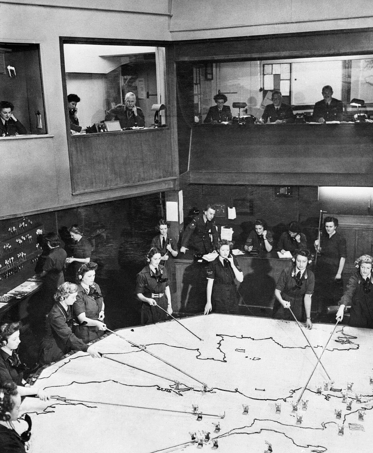 Sala de operaciones del Mando de Cazas de la RAF