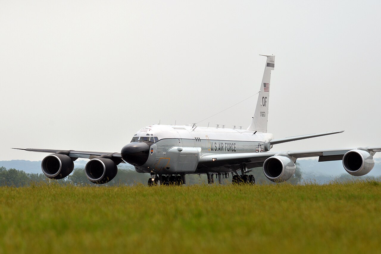 An RC-135S Cobra Ball taxiing at Offutt Air Force Base