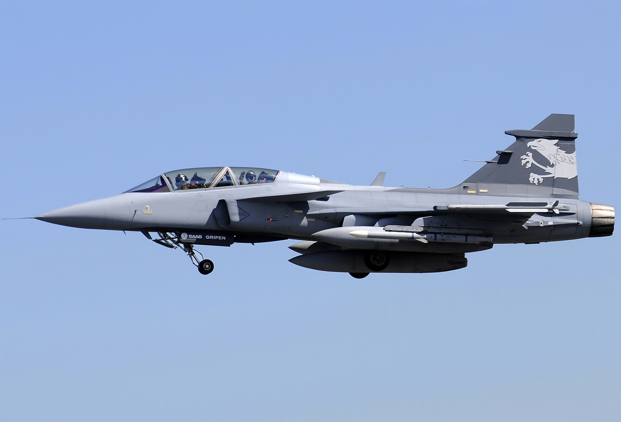 A Saab Gripen; Ukraine has ordered the Gripen E