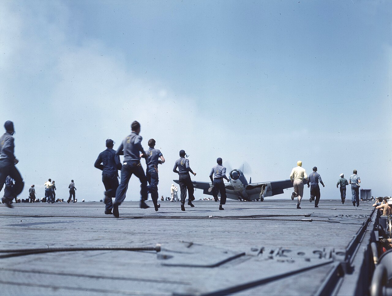 SB2C Helldiver landing aboard USS Yorktown, 1943