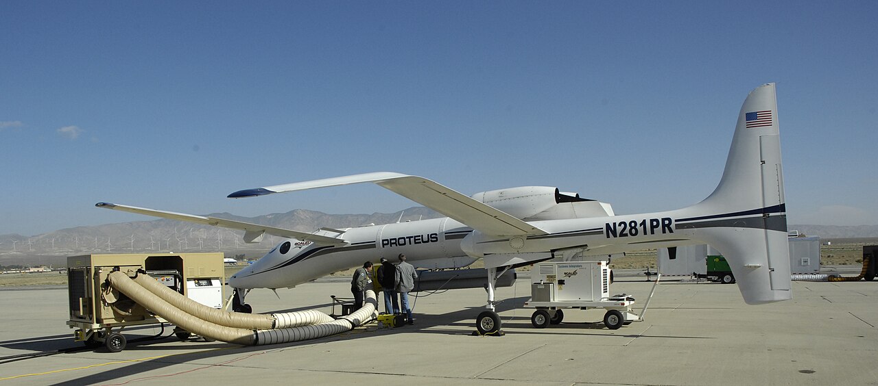 Proteus carrying a research radar pod on its ventral pylon