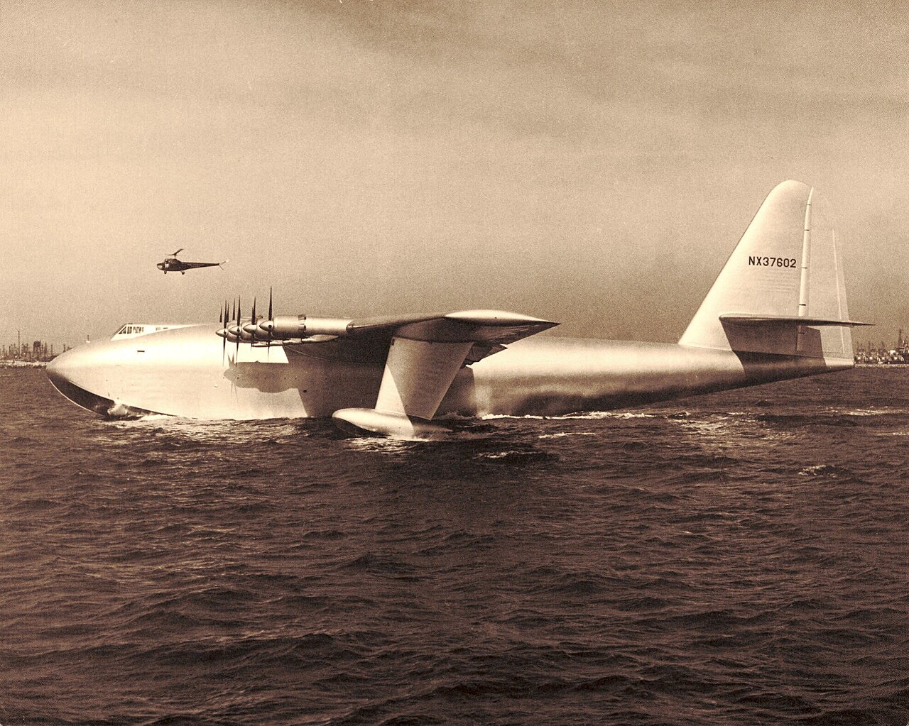 The Spruce Goose Flew Once To Win An Argument The giant wooden Hughes H-4 Hercules flying boat, circa 1947