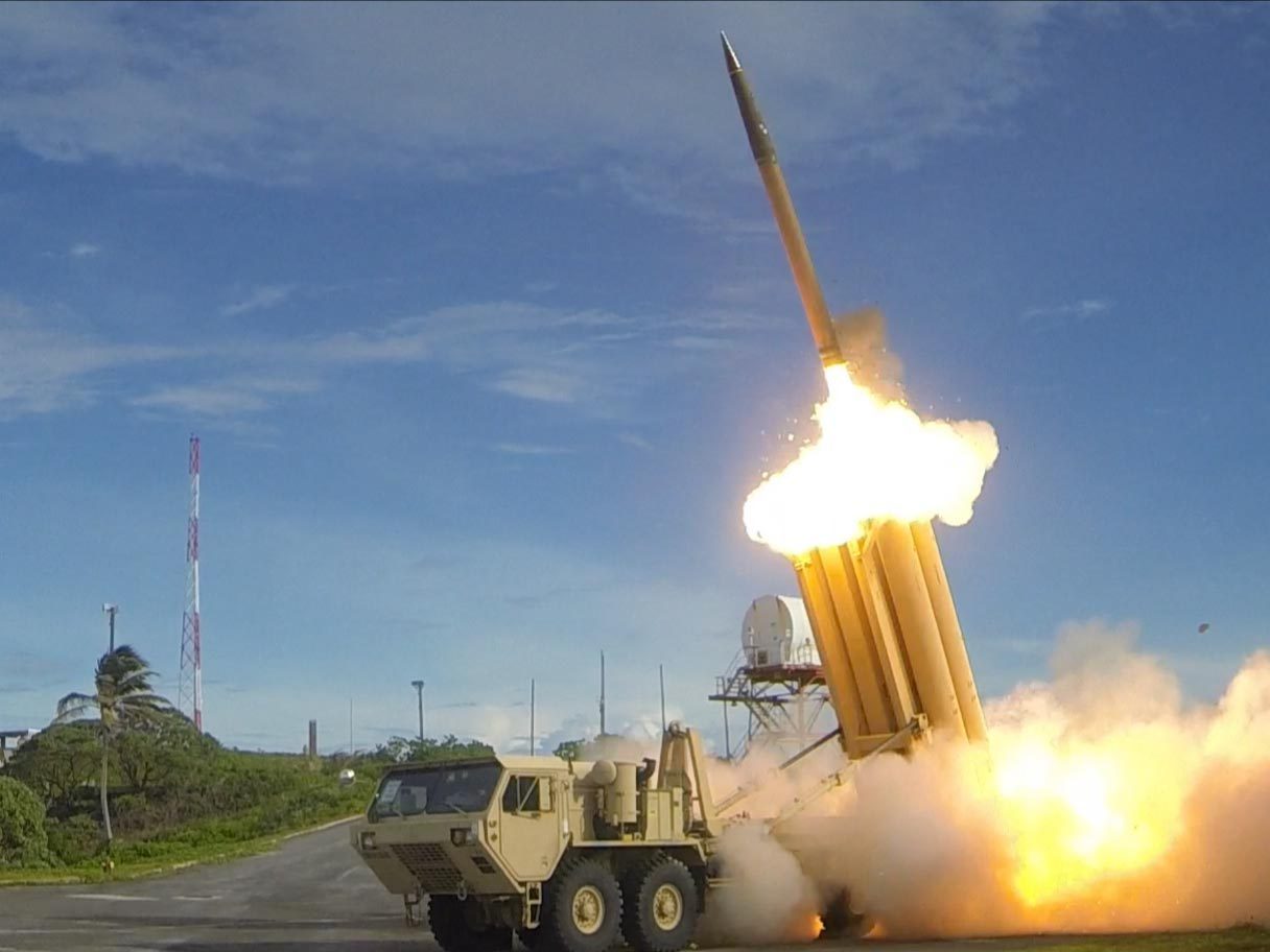 A THAAD interceptor launches