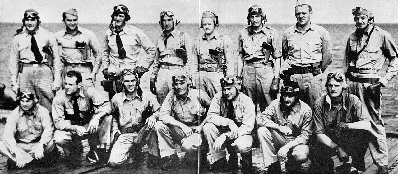 Pilots of Torpedo Squadron 8 photographed in May 1942