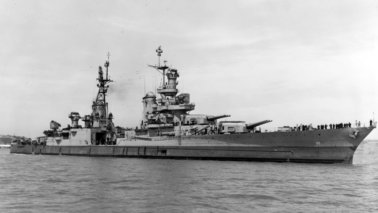 USS Indianapolis off Mare Island, 10 July 1945 - six days before she sailed with the bomb