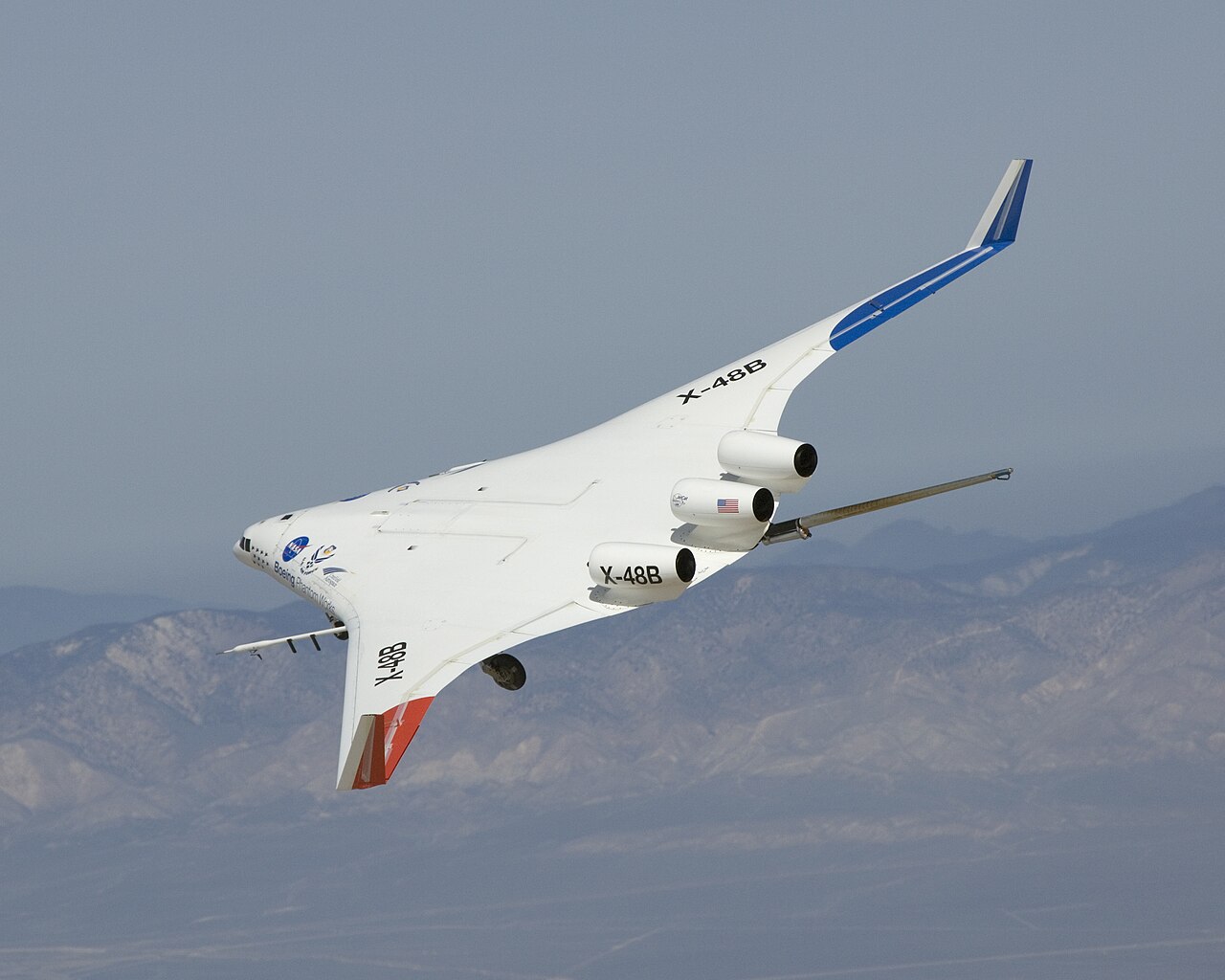 Boeing X-48B blended wing body research aircraft Boeing X-48B blended wing body research aircraft in flight