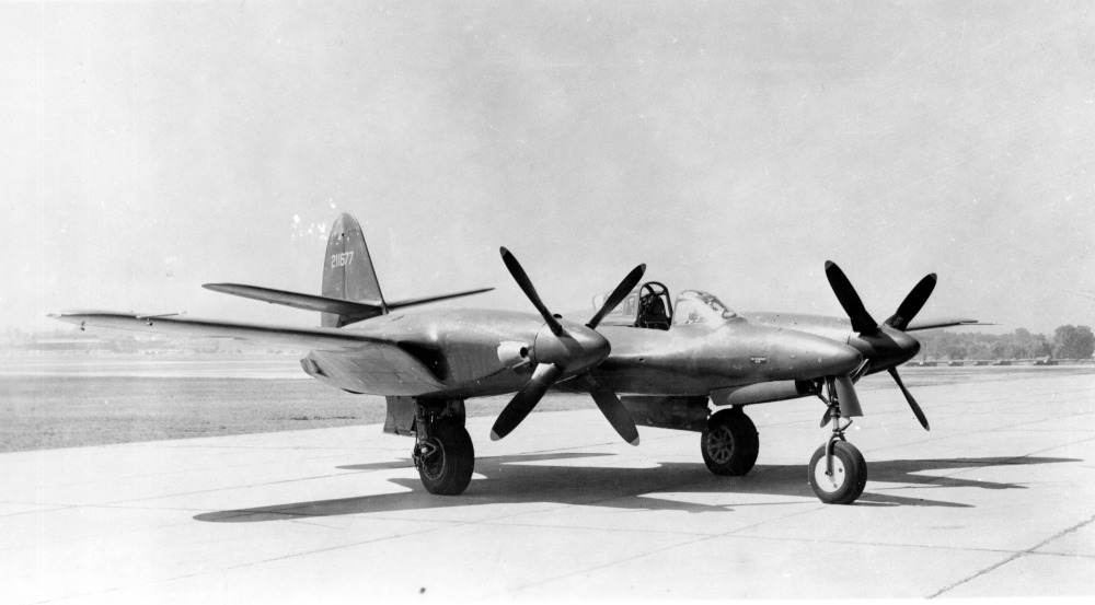 The McDonnell XP-67 Moonbat on the ground